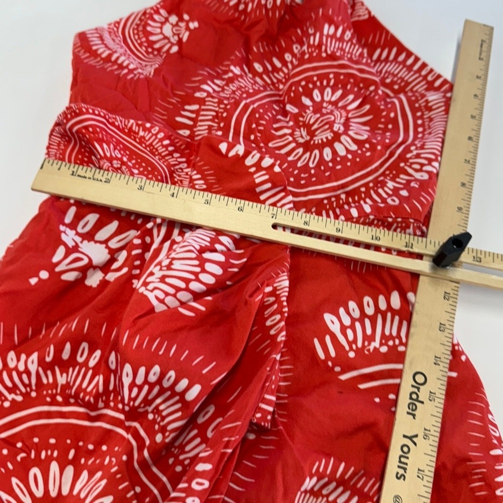 Andres Otalora Dress Womens 2 Red Orange Selva Mandala Halter Midi Sarong Resort - Picture 9 of 11